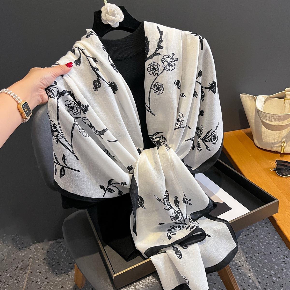

Spring Autumn Fashion Printed Shawl Wrap Women Cotton Viscose Muffler Travel Sun Protection Scarf Blanket Bandana Scarves Poncho 90x180cm
