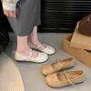 2025 Herbst neuer Feenstil Mode weiches Leder mit Mary Jane Schuhen Französische runde Spitze leichter Ausschnitt Einzelspange