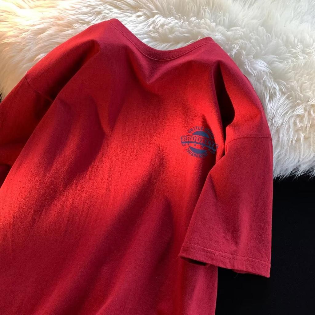 Men'S Trendy Letter Round Neck Printed Short Sleeved T-Shirt For Summer Ins Loose Casual Top