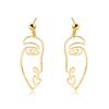 Alloy Face Elegant Earrings For Women Modern Cartoon Expression Design Jewelry
