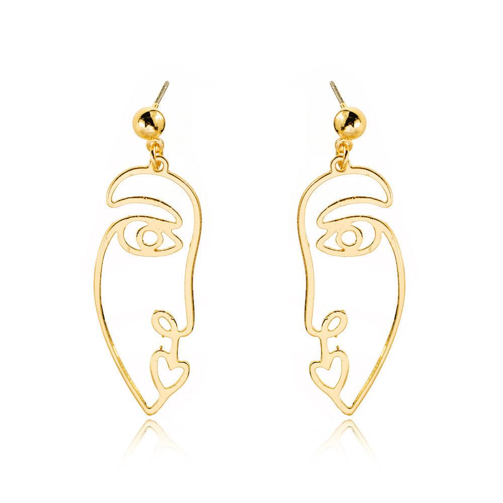 Alloy Face Elegant Earrings For Women Modern Cartoon Expression Design Jewelry