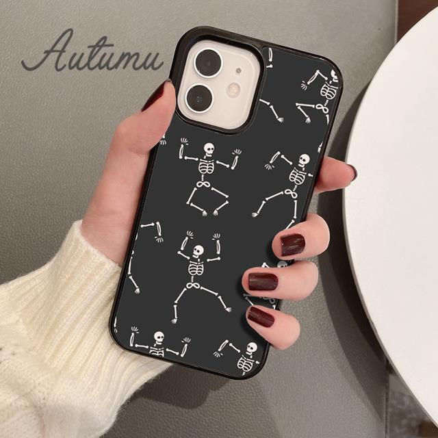 Dancing Skeletons Phone Case for iPhone 11 12 13 14 Pro Max mini X XR XS SE 2020 6S 7 8 Plus Samsung Galaxy S21 S22 Cover shell