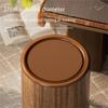 Waterproof Decorative Trash Bin Wooden Grains Pattern Design 12L Large Capacity Rolling Garbage Container For Indoor Use
