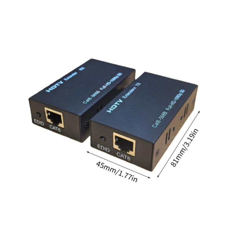 Easy Setups HDTV Extension Cable Converters to RJ45 60Meter with Metal Housing European Version for Stable Signal