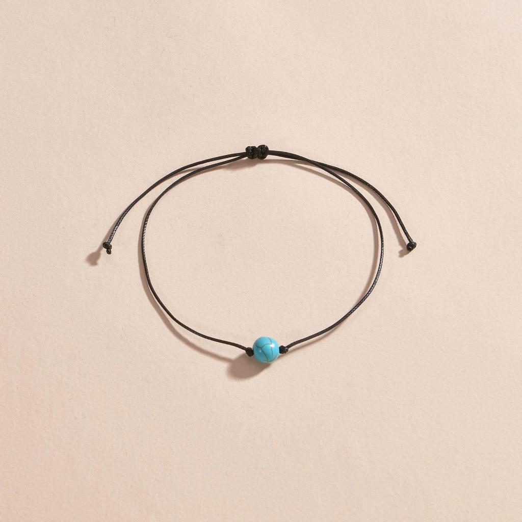 Turquoise Bohemian Waterproof Braided Anklet, Adjustable & Unisex