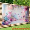 2D Dreamy Pastel Flower & Balloon Backdrop Cloth for Birthday Party Photo Booth Background