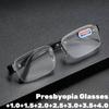 Luxury Brand Crystal Reading Glasses Men's  High Quality Round Far Sight Eyeglasses High Definition Frameless Brown Eyewear
