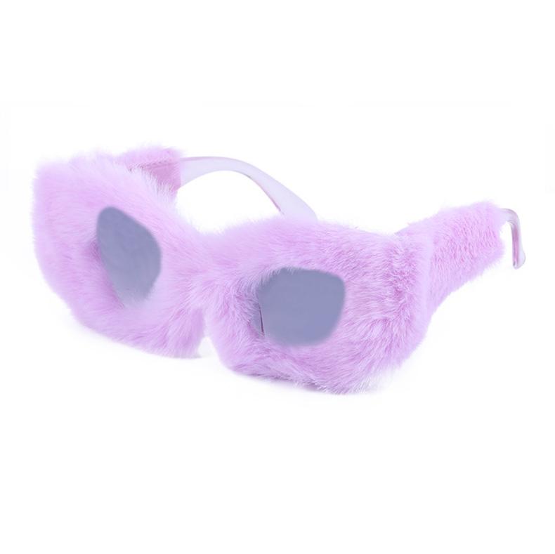 60300 Superhot Eyewear 2022 New Fashion Trendy Soft Fur Velvet Party Sunglasses Women Cat Eye Cute Ladies Sun Glasses