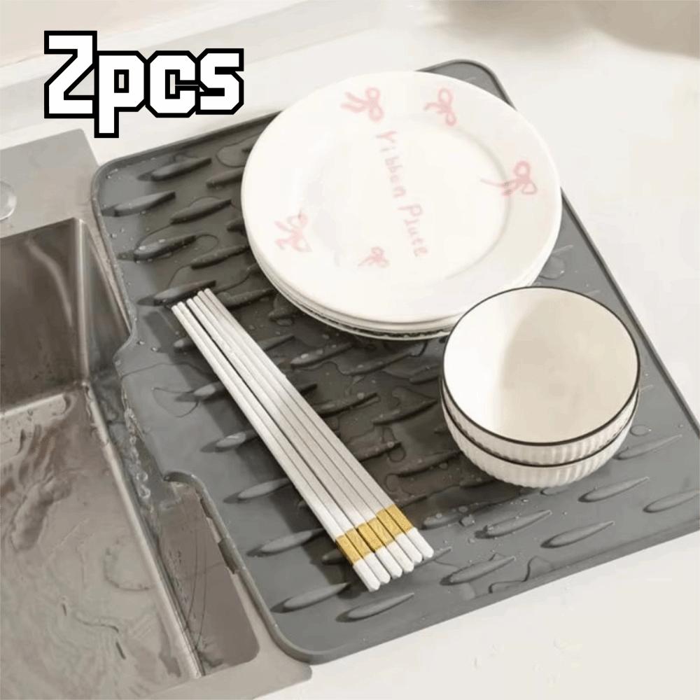 2pcs Heat-insulating Slope Dish Drying Mat Anti-slip Rectangular Pot Pad Shock-absorbing Thickened Kitchen Utensil Pad
