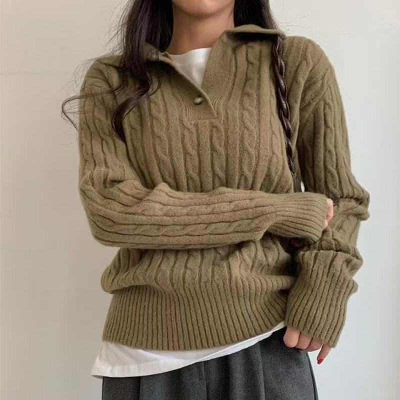 French Elegant Loose Fit Turtleneck Sweater Vinatge Twist Pattern Pullover Versatile Casualknitted Pullover Autumn Winter New