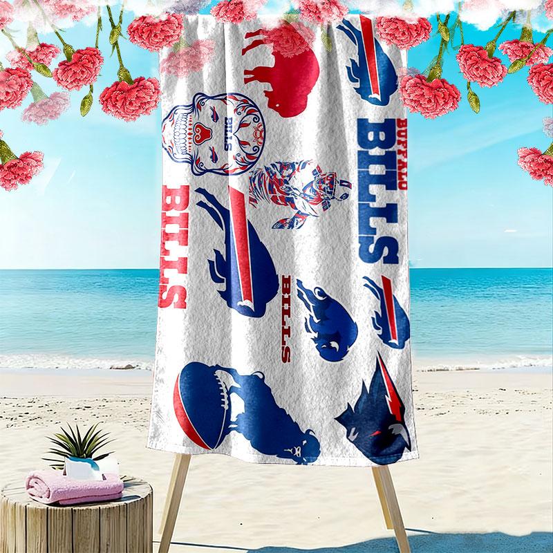 Bills Mafia Print Beach Towel, Large Soft Quick Dry Towel for Beach Camping Swimming