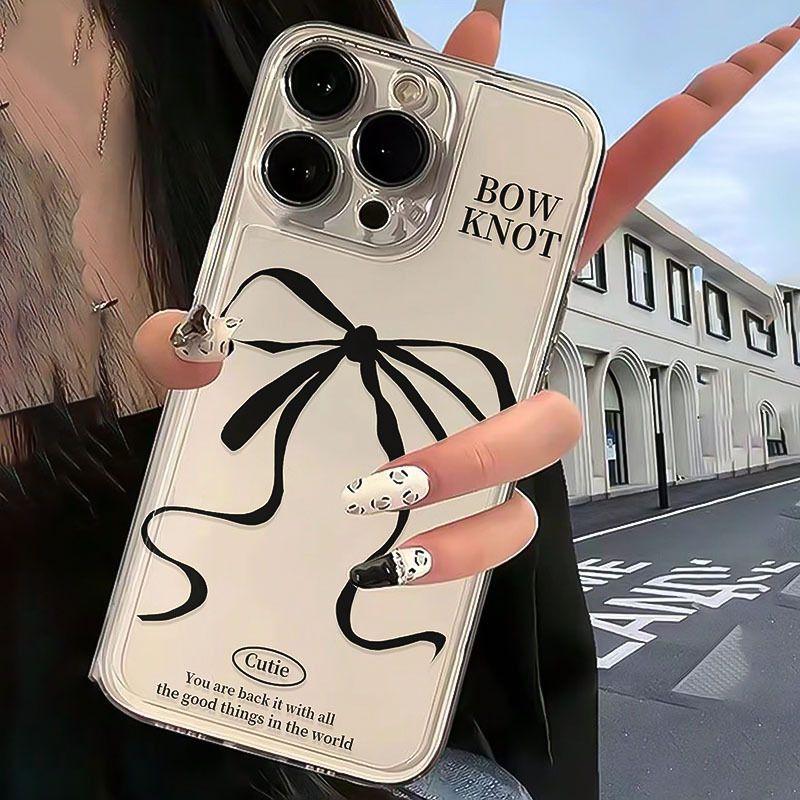 Black Bowtie Phone Case for IPhone 16 Pro 15 14 13 12 Pro Max IPhone 16 15 Plus Transparent Phone Case with Anti-shock Function iPhone 13 Pro