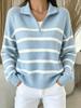 European & American Retro Striped High Neck Knit Pullover Sweater for Women - Autumn/Winter Style