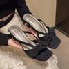 Fashion 2025 Hot Sale Ladies Shoes Open Toe Women's Slippers Fashion Outdoor Leopard Print New Butterfly-knot Best Seller High Heels
