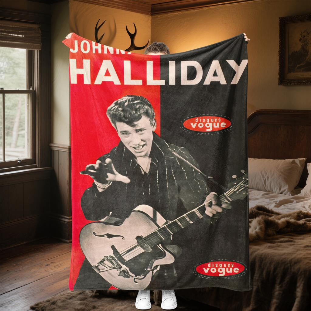 1pc Johnny Hallyday guitar performance blanket, al season lightweigh Poster blanket home office outdoor nap multifunc Poster blanketional blanket