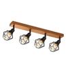 Ceiling Spotlight - NETTLIFE - 4-bulb Spotlight - Black - Metal & Wood - Orientable 350°