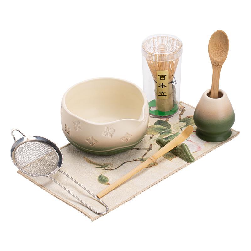 1/2/4/8 Pcs New Ceramic Matcha Bowl Sakura with Pouring Spout Matcha Whisk Holder Reusable Flower Matcha Making Kit Tea Lovers