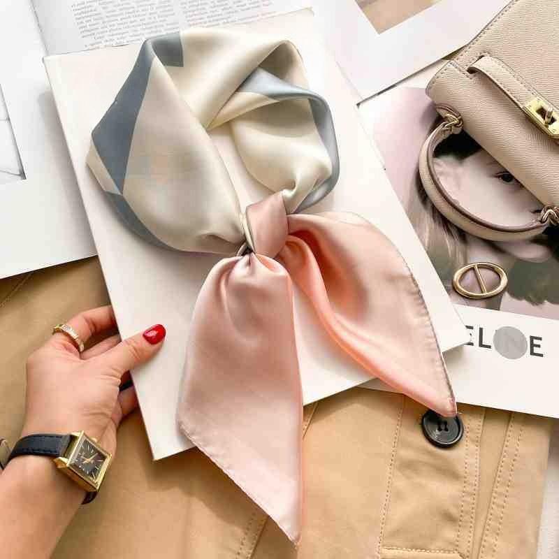 70cm Colorful Print Silk Scarf Women Fashion Kerchief Soft Satin Hairband Hands Bag Ribbon Foulard Hijab Neckerchief Headband