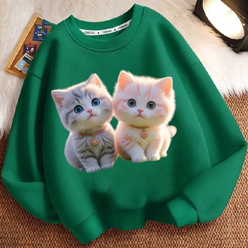 Cute Little Cat Hoodie for Children, Long-sleeved Loose Coat for Boys and Girls in Spring and Autumn