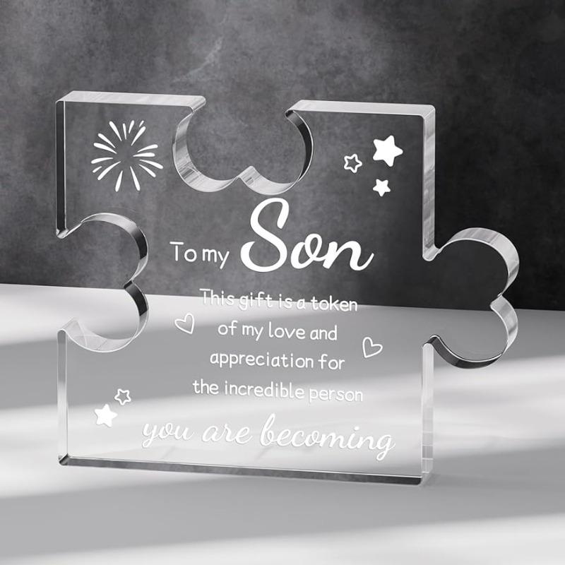 Puzzle Ornamen - Perfect Birthday, Graduation, or Back To School Gift for Son, Nurseries, Home Desk Living Room Acrylic Decoration, Classic Style H