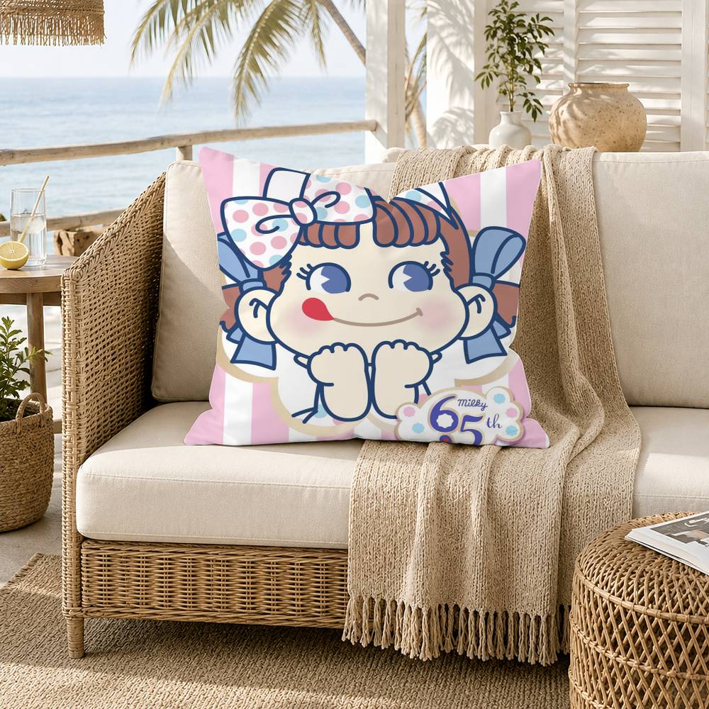 Milchige Peko Chan Kissenhülle für Sofa Wohnzimmer Heimbüro Dekoration Schutzhülle