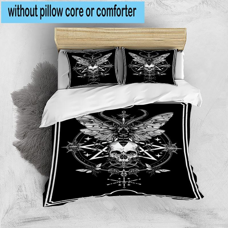 Skull And Serpent Design 3pcs Bedding,Including 1pc Duvet Cover And 2pcs Pillowcases Perfect for Christmas,Ideal for Bedroom, Dormitory
