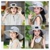 Cappello per Bambini Traspirante Protezione UV Cappello a Secchiello con Ventola Solare Ampia Visiera Protezione Collo Cinturino Regolabile Attrezzatura Estiva per Esterno