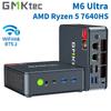 GMKtec M6 Ultra Ігровий Міні-ПК AMD Ryzen 5 7640HS (Оновлено 6600H/6800H) Настільні міні-комп'ютери WiFi 6/BT 5.2, Потрійний 4K дисплей