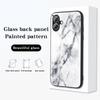 For iPhone 16 Case Marble Pattern Tempered Glass+PC+TPU Protective Phone Cover
