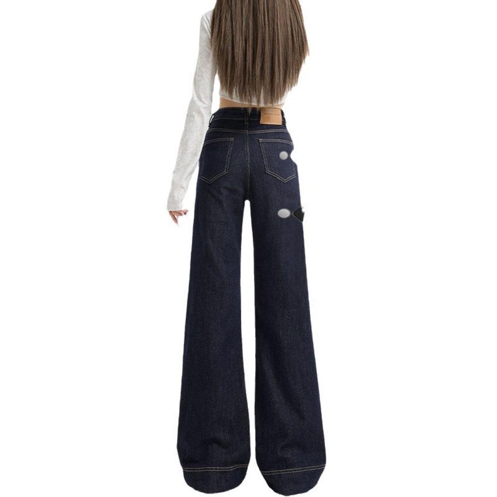 

Neutral Korean version of high-waisted wide-leg jeans for women s spring and autumn new thin, loose and fashionable floor-mopping jeans 2XL