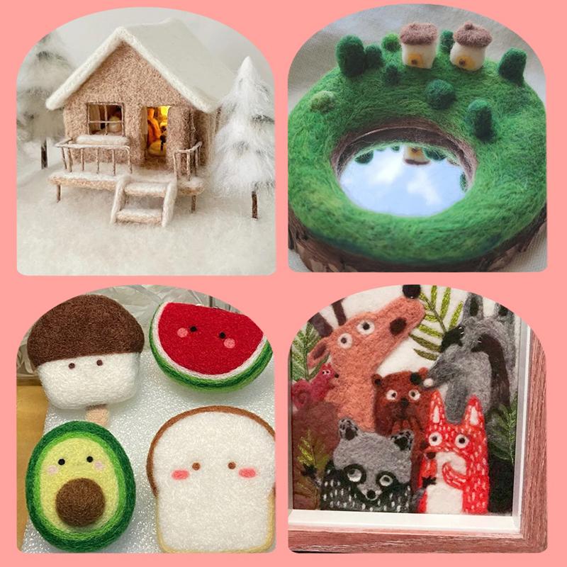 Kit de împâslire cu ac de lână, 48 de culori, kit de început pentru împâslire cu ac, pentru DIY, meșteșuguri, filare manuală din fibre de lână