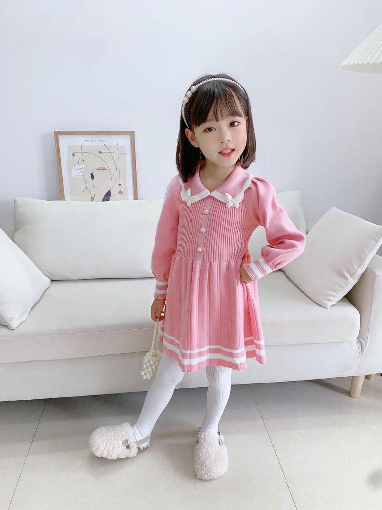 Rochie Pulover Tricotată pentru Fete Stil Coreean Toamnă/Iarnă 2023 - Design Trendy, la Modă și Dulce de Prințesă