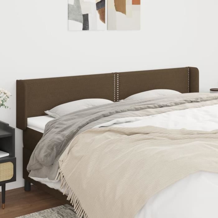 VidaXL Headboard with Ears Dark Brown 183x16x78-88 Cm Fabric3118645
