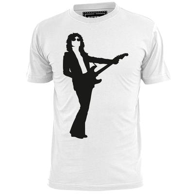 Mens Bolan Guitar Silhouette Glam Rock T Shirt Hendrix Morrison Stones Bowie