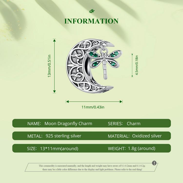 WOSTU 925 Sterling Silver Roses & Moon Dragonfly Charm Four-leaf Clover Beads for Women Girls Bracelet & Bangle DIY Jewelry