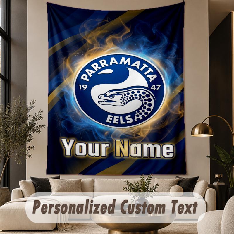 Custom Text Tapestry Parramatta Eels Print Wall Tapestry Indoor Living Room Wall Decor