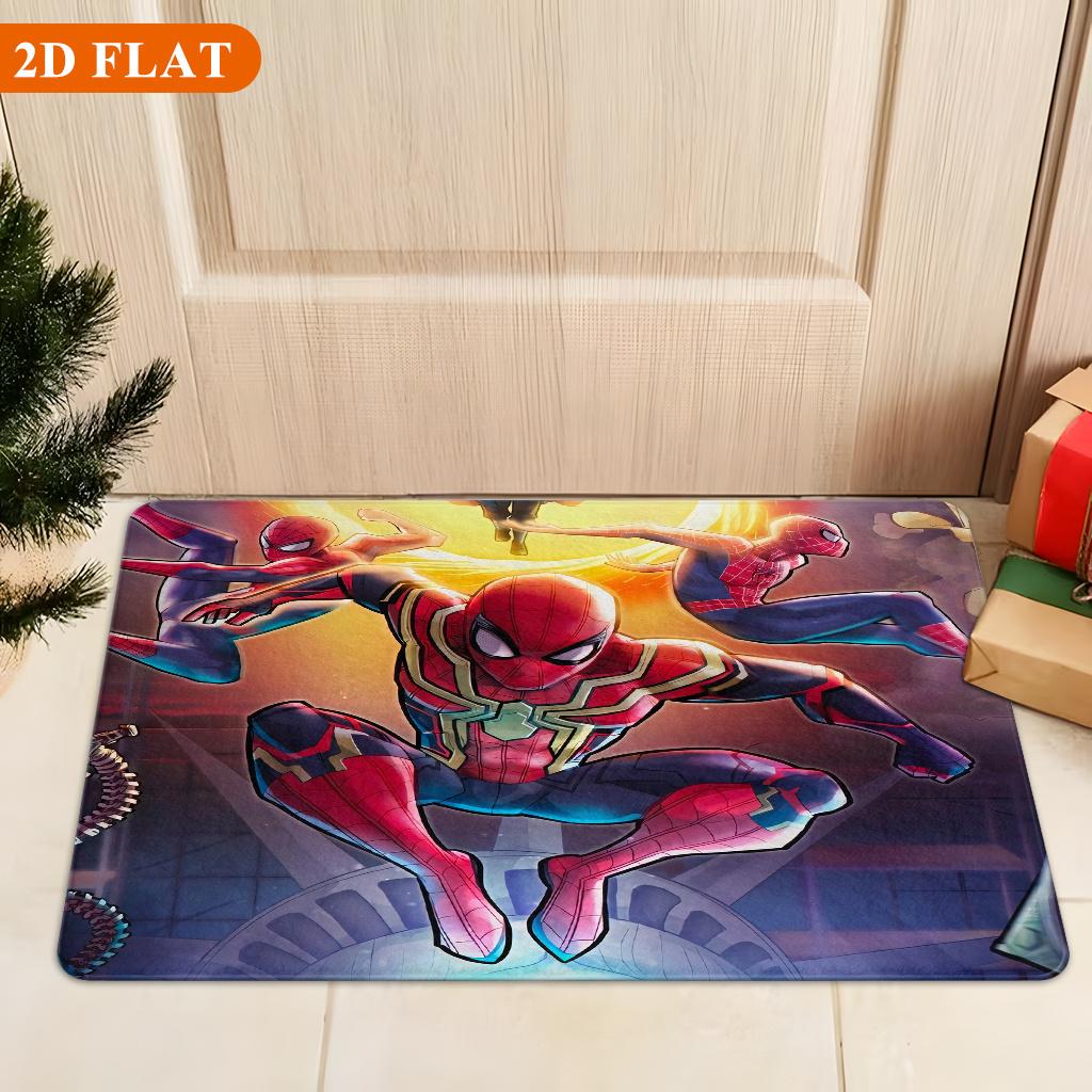 Bath Mat 1pc, Spider for Man Multiverse, MARVEL Flannel Rectangular Mat, Bathroom Non-slip Entrance Mat, Fun Door Decoration M
