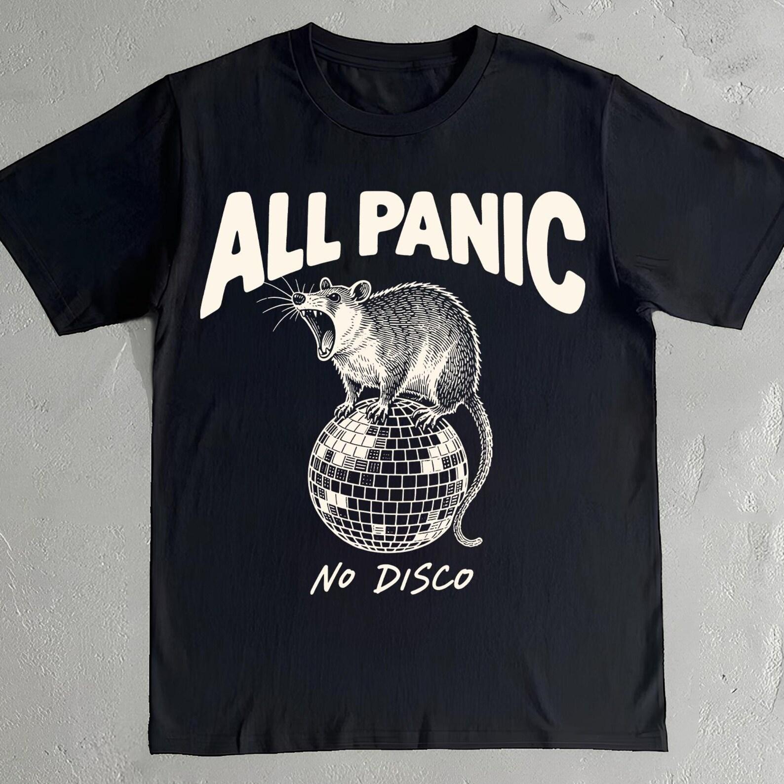 All Panic No Disco Shirt - Funny Screaming Opossum on Disco Ball Tee 4XL