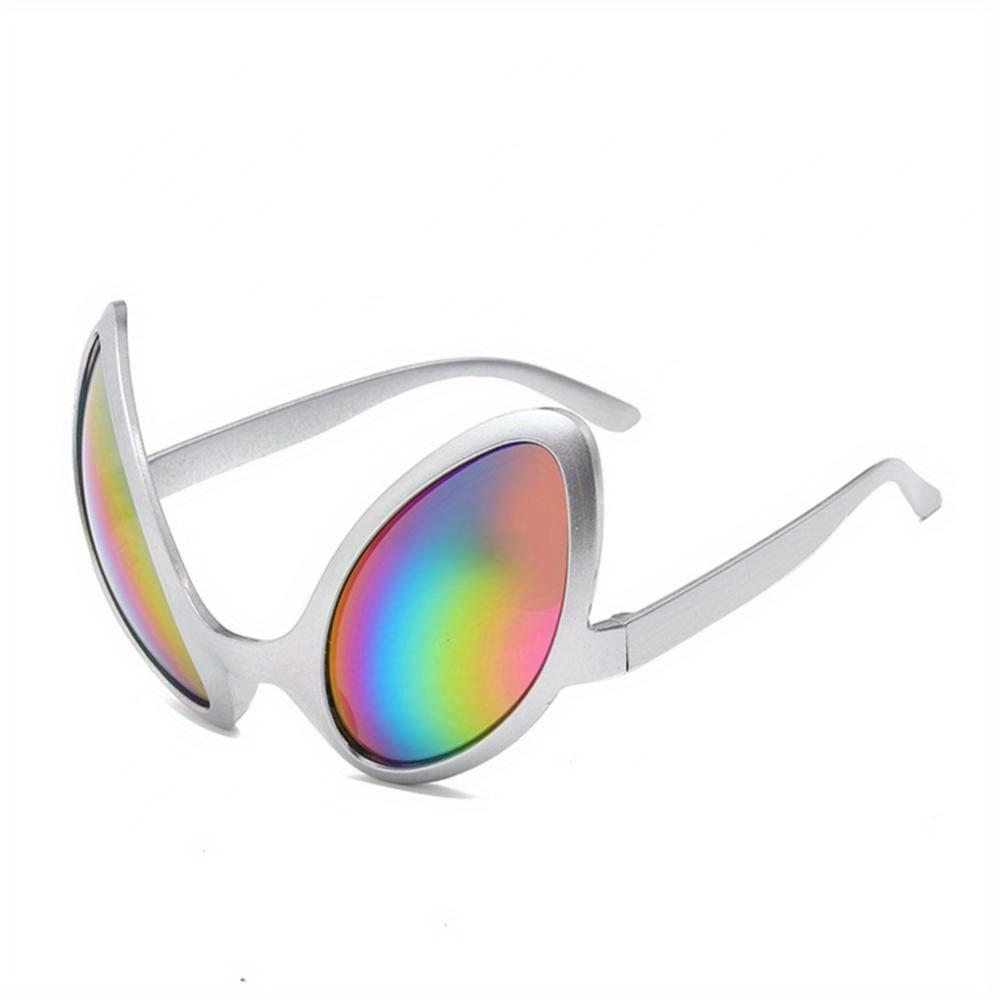 Alien-Themed Rainbow Fashion Glasses with Green Glitter Antennas - Fun Party Accessory for New Year's, Halloween, and Themed Events