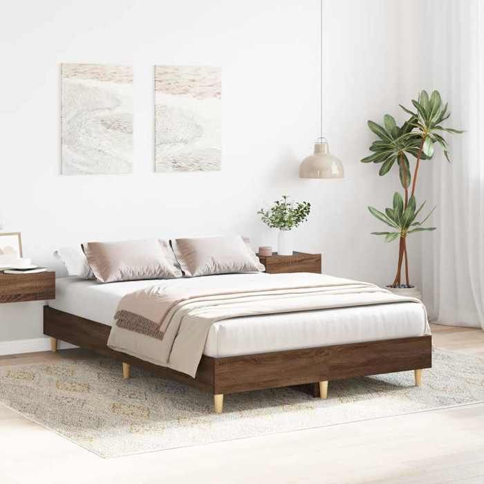 VidaXL Cadre de lit sans matelas chêne marron 140x190 cm, meuble de chambre à coucher, sommier, lit double, lit, châlit, lit 861063