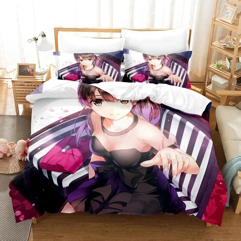 Anime Saekano Megumi Eriri Bettwäsche Set Jungen Mädchen Einzelgröße Queen Size Bettbezug Kissenbezug Bett Kinder Erwachsene Heimtextilien