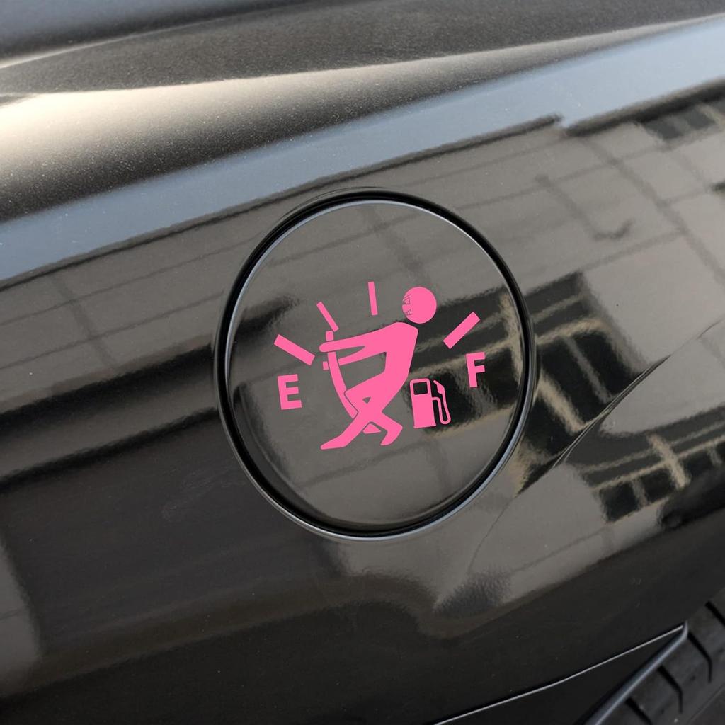 Fuel Tank Cover Personality Funny Fuel Explosion Meter Personality Reflective Car Stickers (Pink)