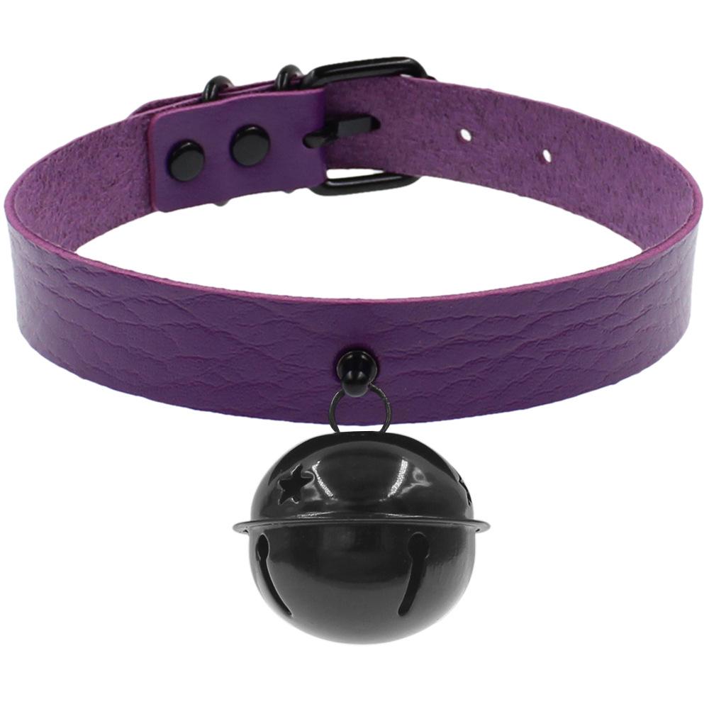Harajuku Stylish Black PU Leather Collar with Bell Pendant Necklace