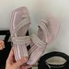 Fashion Summer Beach Footwear Slides Women Flats Slippers Shoes Luxury Female Sandals Fashion Rhinestones Ladies Flat Slippers Shoes