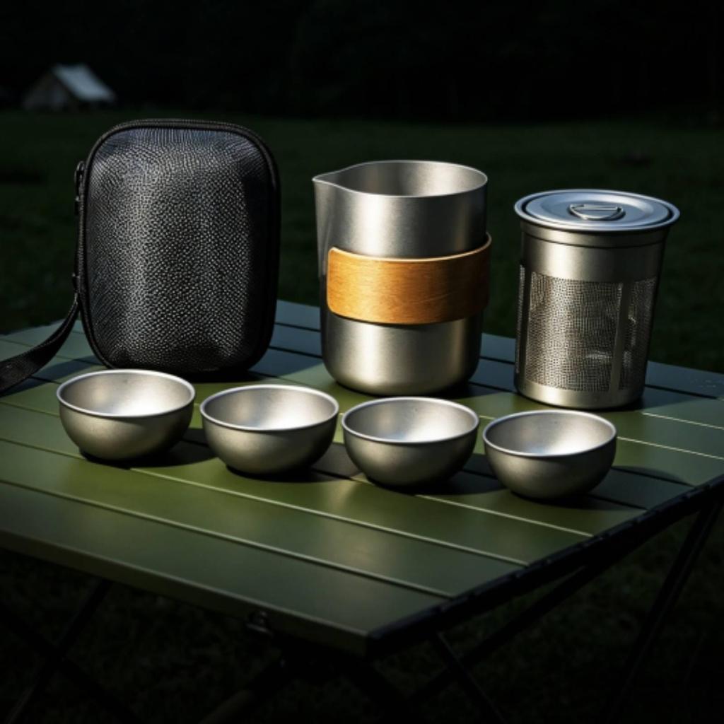 Portable Travel Tea Set with Infuser Lightweight for Road Trips, Camping