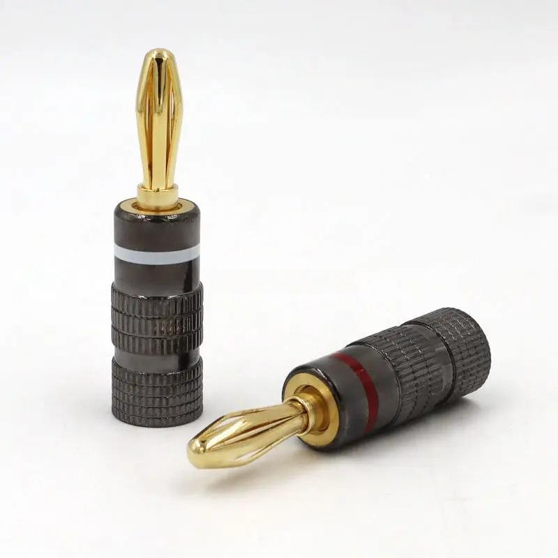 2/6/10/20/50ks 4mm Banánky Samčí Konektor 24K Pozlacené Hifi Audio Reproduktorové Banánkové Konektory pro Reproduktory a Zesilovače