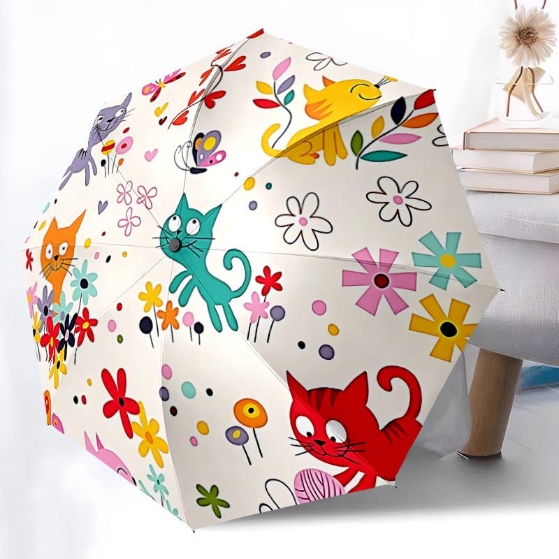 1pc Cat Garden Decor Automatic Open/Close Umbrella - Compact Travel Umbrella, Gift for Birthdayyy251208141
