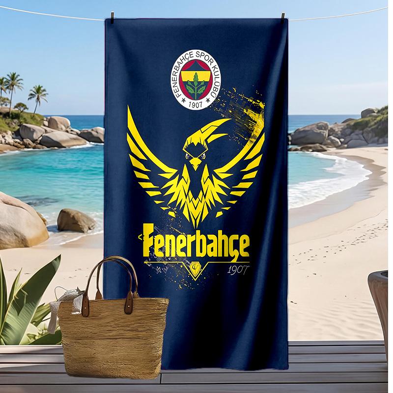 Fenerbahce Printed Quick Dry Beach Towel Super Absorbent Soft Lightweight Bath Towel for Pool Summer Travel