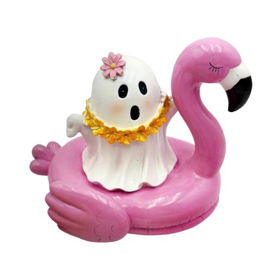 

Beach Ghost Figurine Halloween Resin Ghost Statue with Pool Float B