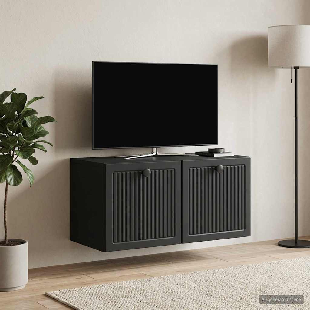 Wall Mounted TV Cabinet Black 59.5 X 31 X 30 Cm